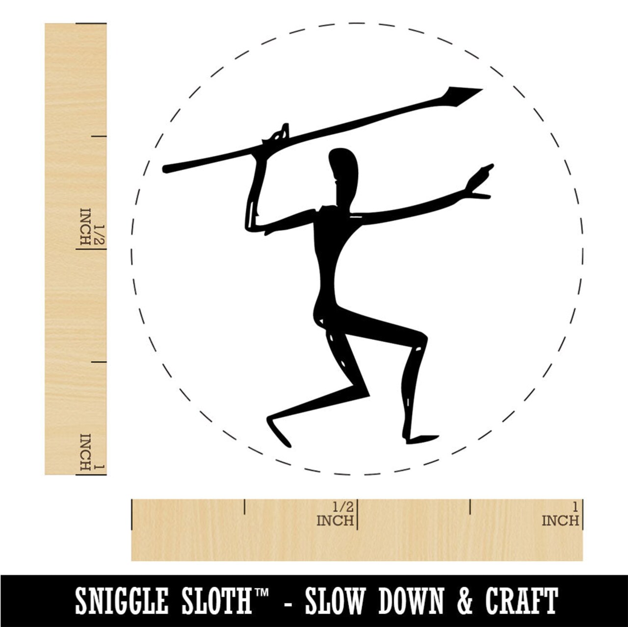 Cave Drawing Hunter Early Man with Spear Petroglyph Rubber Stamp for Stamping